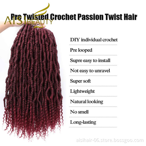 Aisi Beauty Goddess Faux Locs Red Crochet Braids Hair Extensions Synthetic Faux Locks Braids Hairpieces Synthetic Braiding Hair